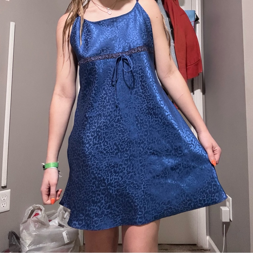 Elegant Blue Silk Dress
